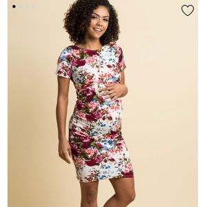 Pinkblush Maternity ivory floral bodycon dress